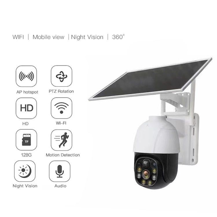 CE 2MP IP WiFi Ηλιακή κάμερα ασφαλείας PTZ 360 μοίρες H.265 ασύρματη