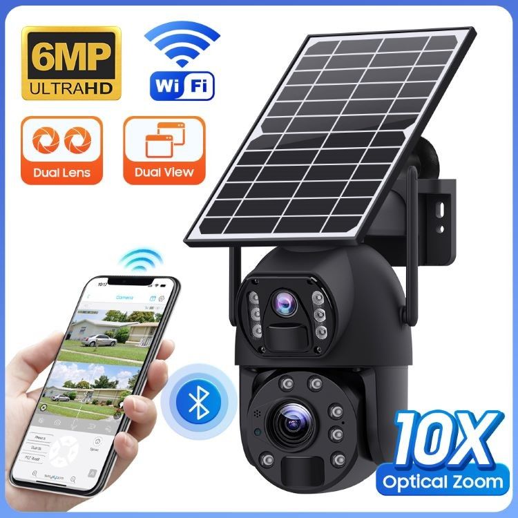 Ασύρματη παρακολούθηση UBOX Ηλιακή κάμερα 6MP Ανάλυση Χρωματική νυχτερινή όραση